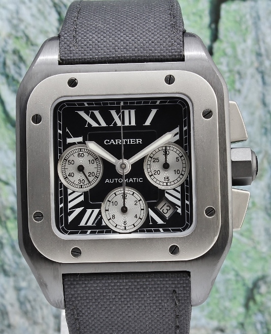 (image for) Cartier Santos 100 XL Black Carbon & Titanium Chronograph Watch / 3104